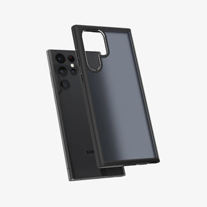 ACS03920 - Galaxy S22 Ultra 5G Case Ultra Hybrid Matte in frost black showing the back