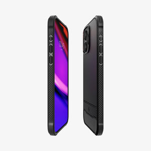 ACS06561 - iPhone 15 Pro Max Case Rugged Armor (MagFit) in matte black showing the back