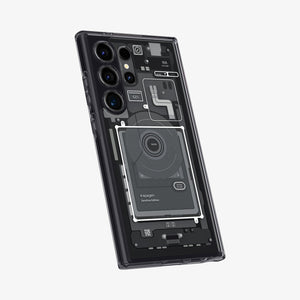 ACS07294 - Galaxy S24 Ultra Case Ultra Hybrid Zero One in Zero One White showing the back