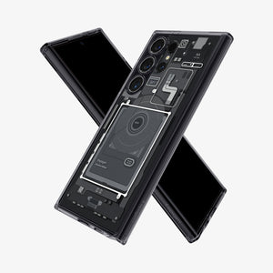 ACS07294 - Galaxy S24 Ultra Case Ultra Hybrid Zero One in Zero One White showing the back