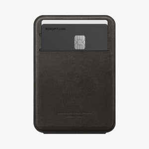 AMP02835 - Universal Card Holder Smart Fold in gunmetal showing the front attached to the back of a device