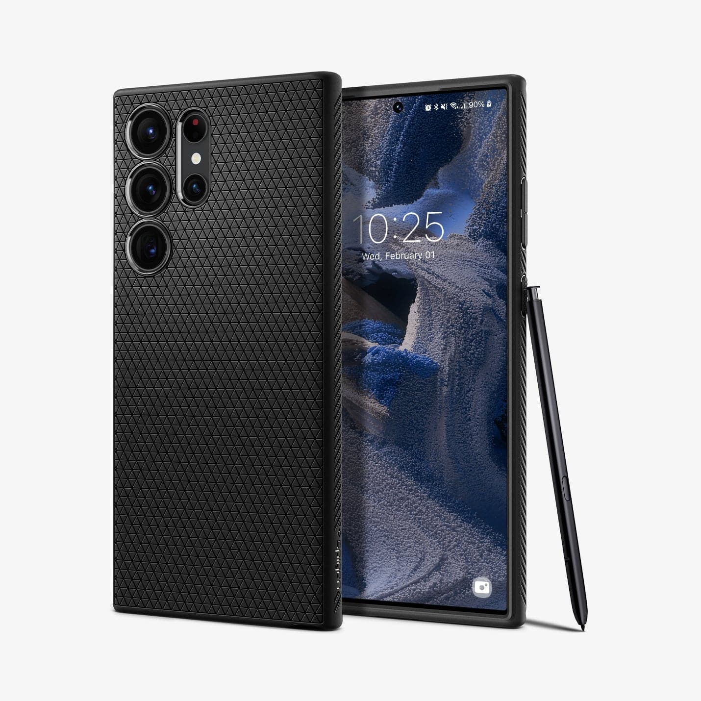 ACS05614 - Galaxy S23 Ultra Case Liquid Air in matte black showing the back