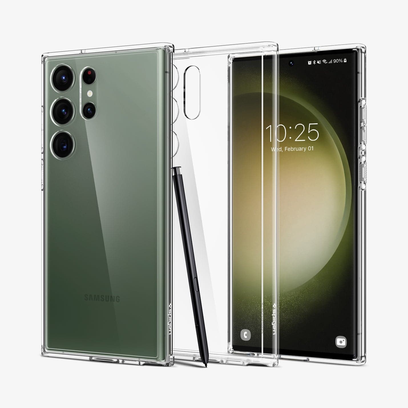 ACS05617 - Galaxy S23 Ultra Case Ultra Hybrid in crystal clear showing the back