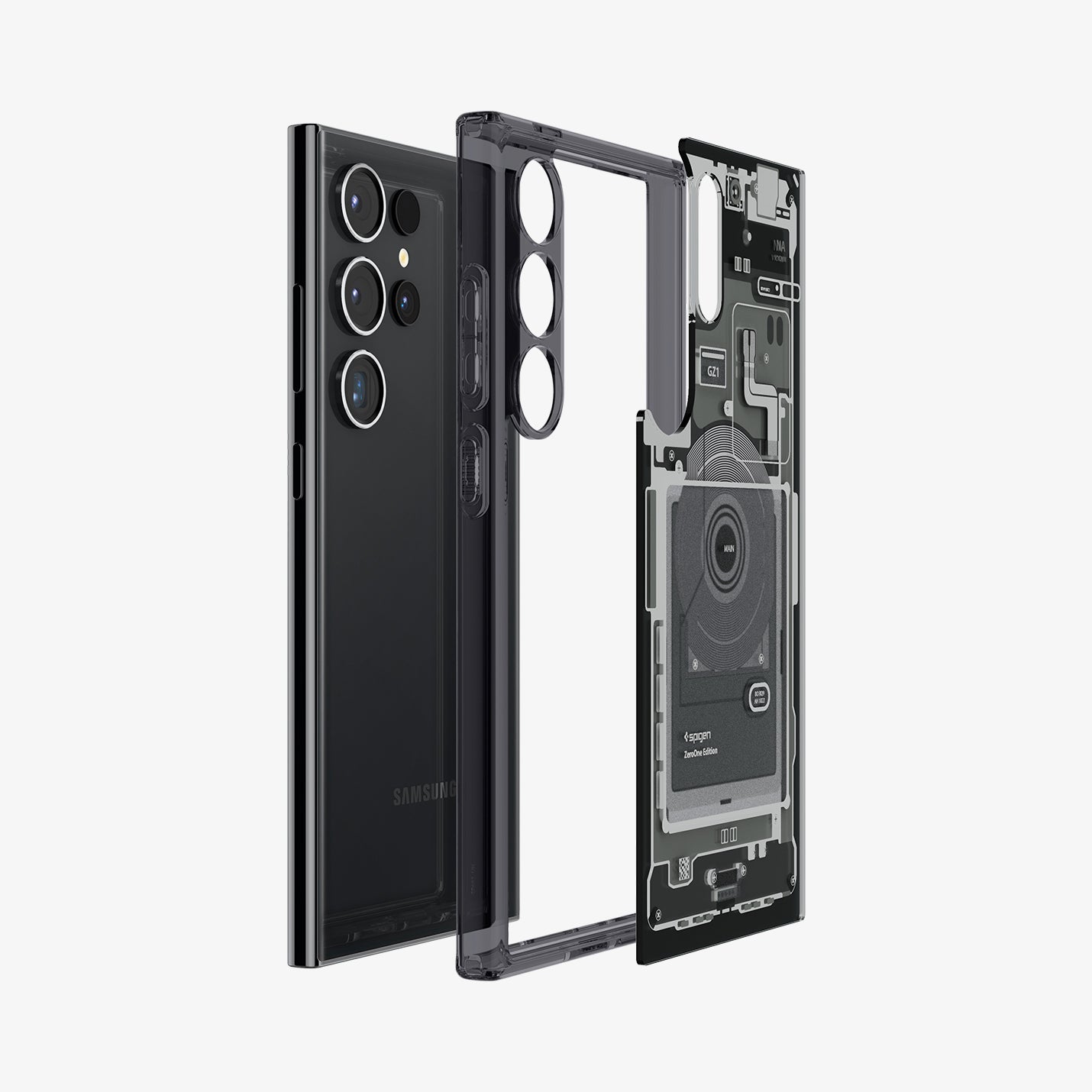 ACS07294 - Galaxy S24 Ultra Case Ultra Hybrid Zero One in Zero One White showing the back