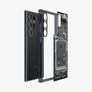 ACS07294 - Galaxy S24 Ultra Case Ultra Hybrid Zero One in Zero One White showing the back