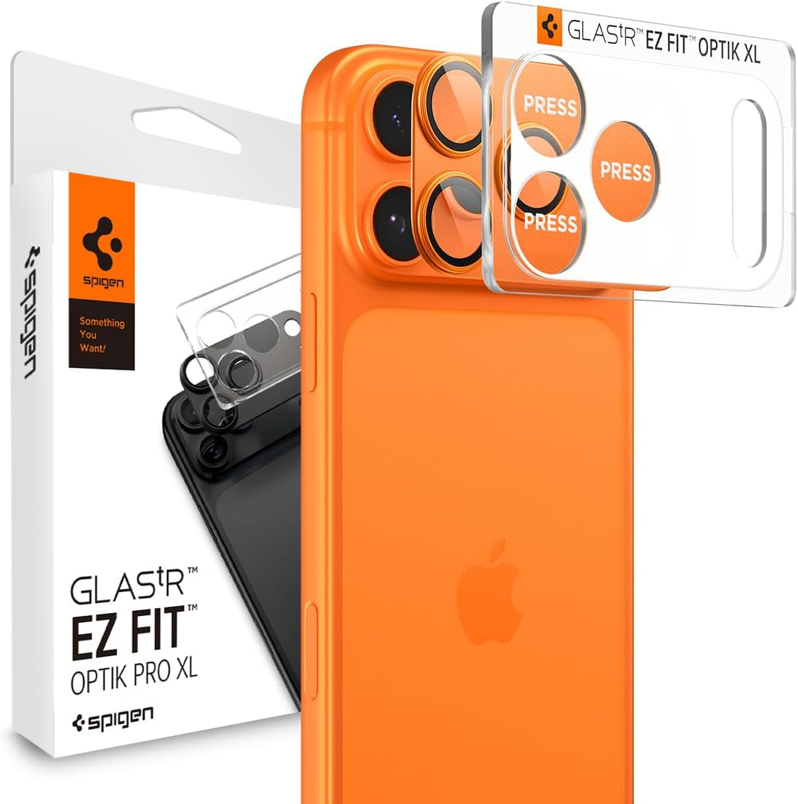 Spigen Camera Lens Screen Protector [GlasTR EZ Fit Optik Pro XL] Designed for iPhone 17 Pro Max [Case Friendly] - Cosmic Orange [1 Pack]