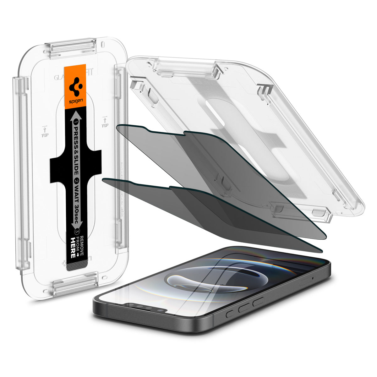 Spigen iPhone 17e / 16e / 14 / 13 / 13 Pro Screen Protector – GLAS.tR EZ Fit Privacy