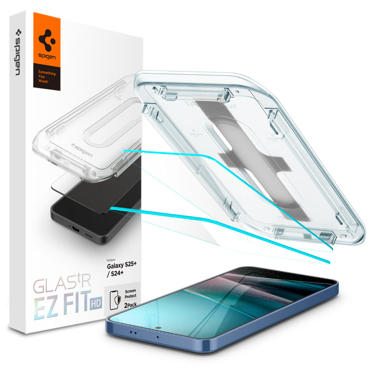 واقي شاشة Spigen Galaxy S25 Plus / S24 Plus – Glas.tR EZ Fit HD (عبوتان)