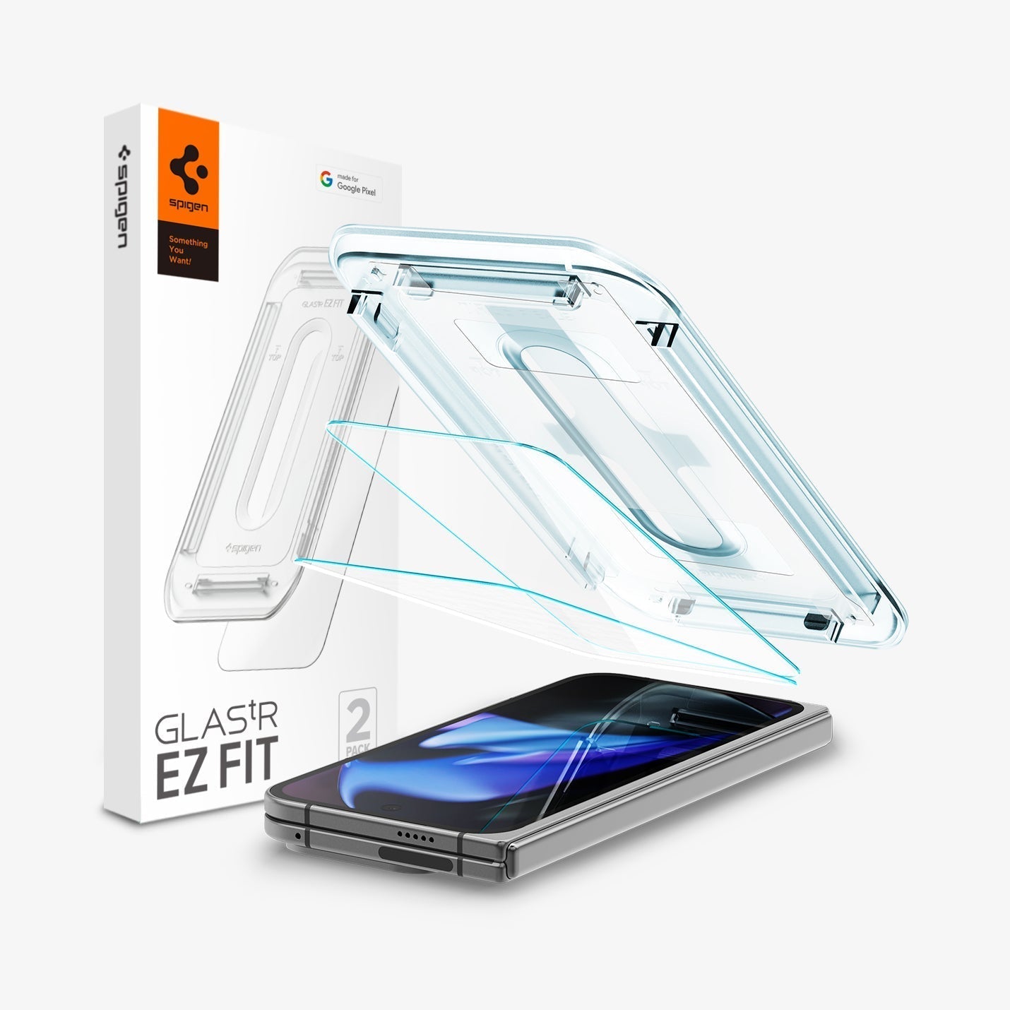 واقي شاشة Spigen لسلسلة Pixel 9 – GLAS.tR EZ Fit (عبوتان)